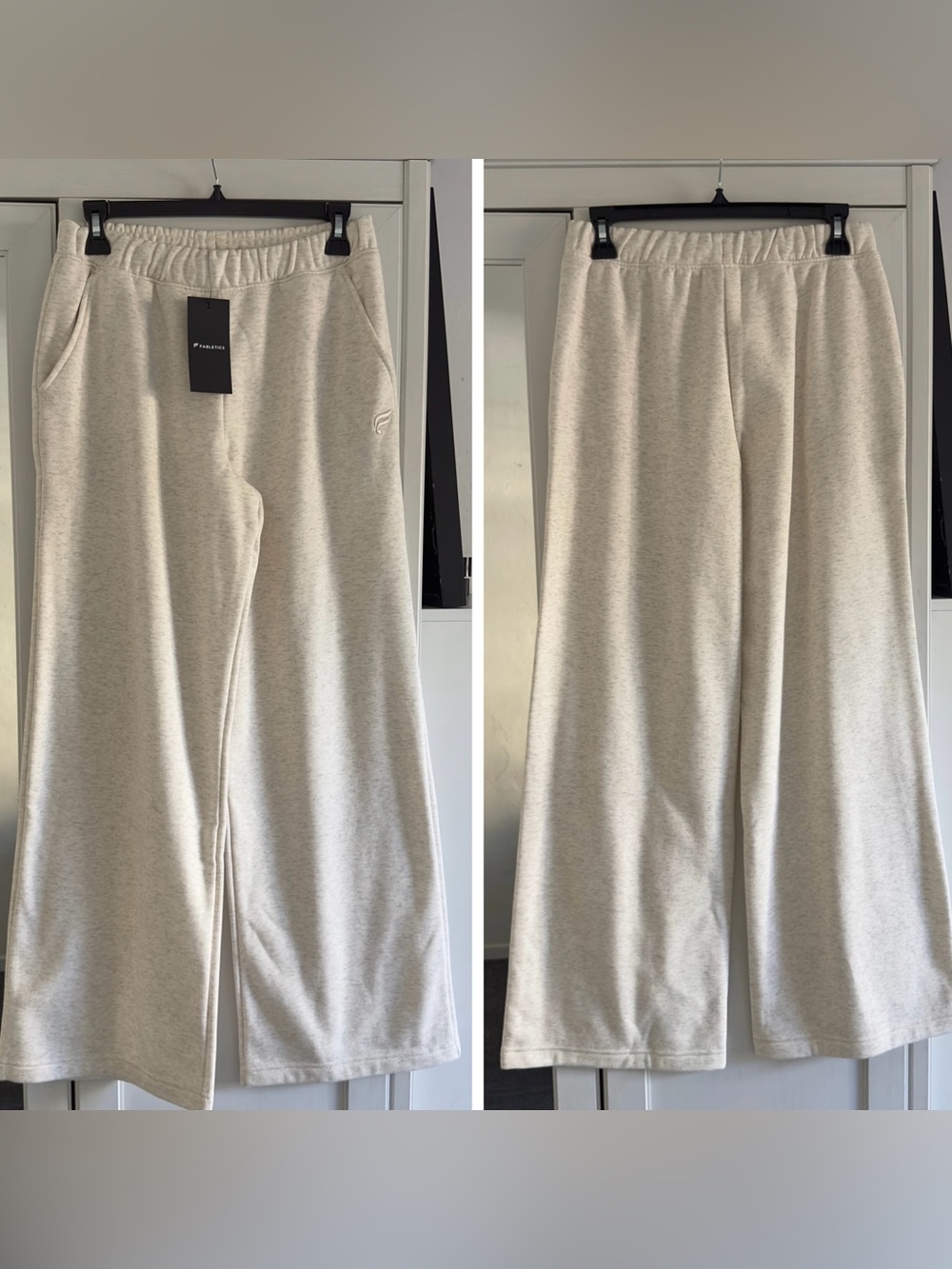 Fabletics Cozy Fleece Wide Leg Sweatpant in Bone Heather Size XS